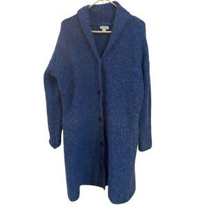 Sundance wool blend blue cardigan button front medium brown buttons small
